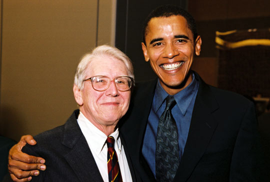 Dr. Quentin Young and Sen. Barack Obama